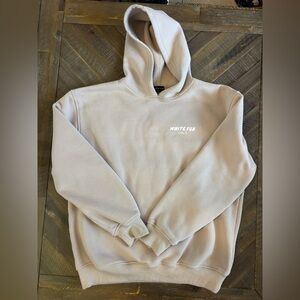 White Fox Vol.3 Beige Pullover Hoodie M/L Fleece Logo Cotton Blend Long Sleeve